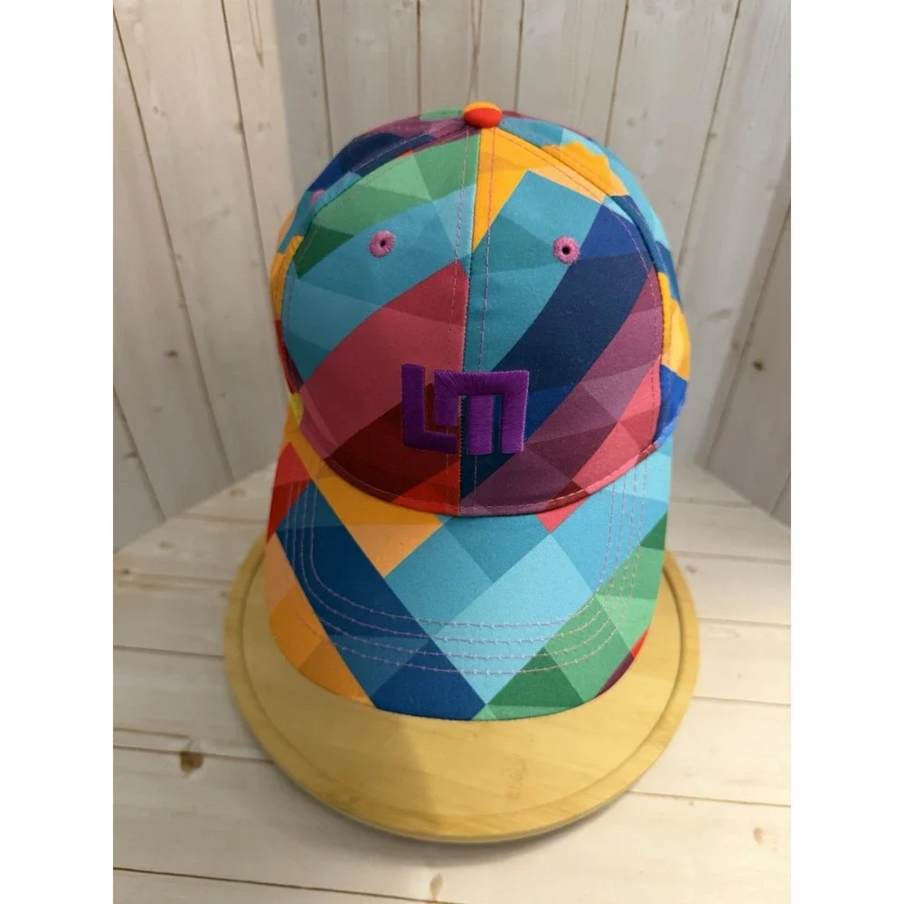 Loudmouth Golf Hat Multicolor Geometric Color Block Prism Print Adjustable Cap
